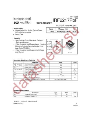 IRF6217TRPBF datasheet  
